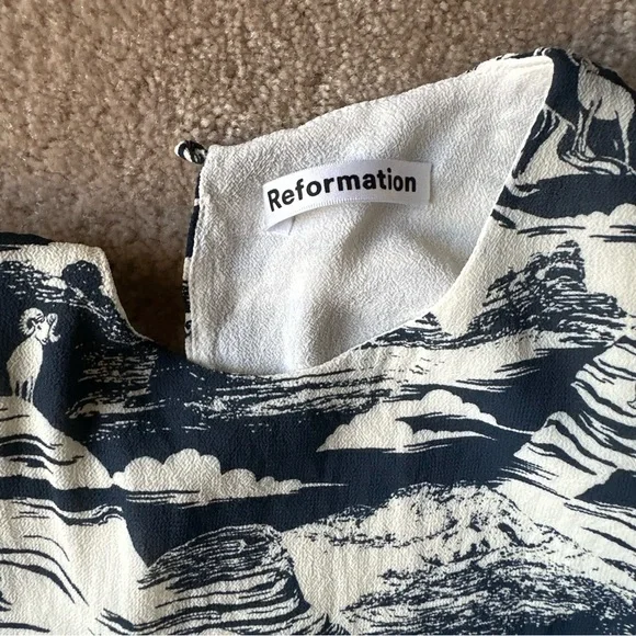 Reformation Blue and White Long Sleeve Dress - Picture 3 of 3